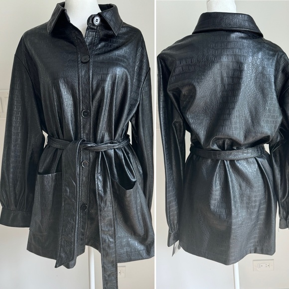 Marc New York Jackets & Blazers - Andrew Marc New York Women’s M Jacket Button Front Black Crocodile Print NEW